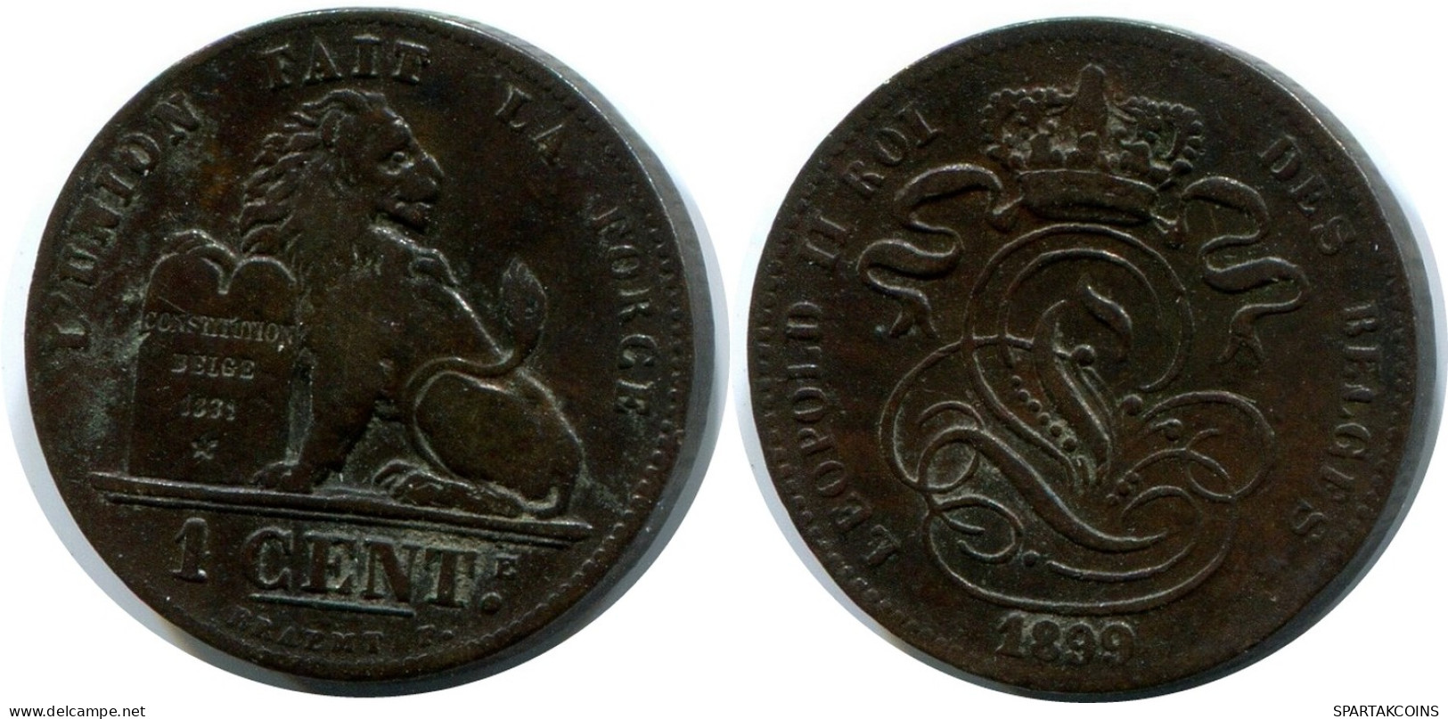1 CENTIME 1899 BELGIEN BELGIUM Münze Französisch Text #AX354.D - 1 Centime