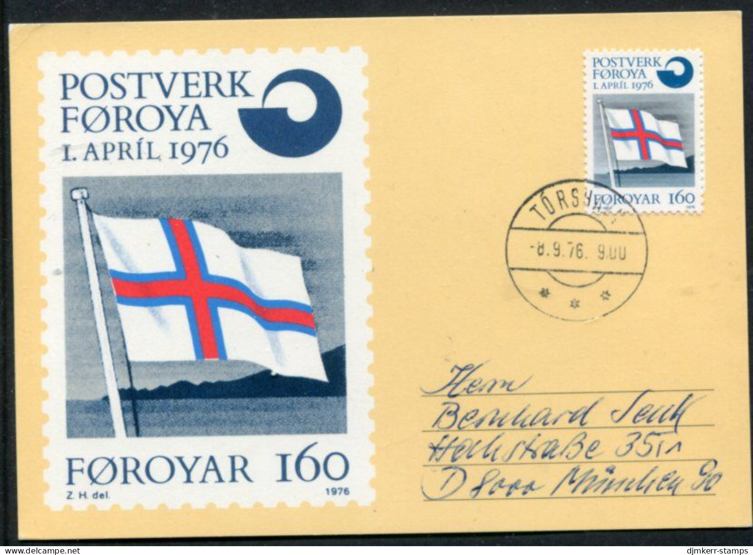 FAROE IS. 1976 Foundation Of Postal Administration  160 Øre On Maxicard..  Michel 22 - Färöer Inseln