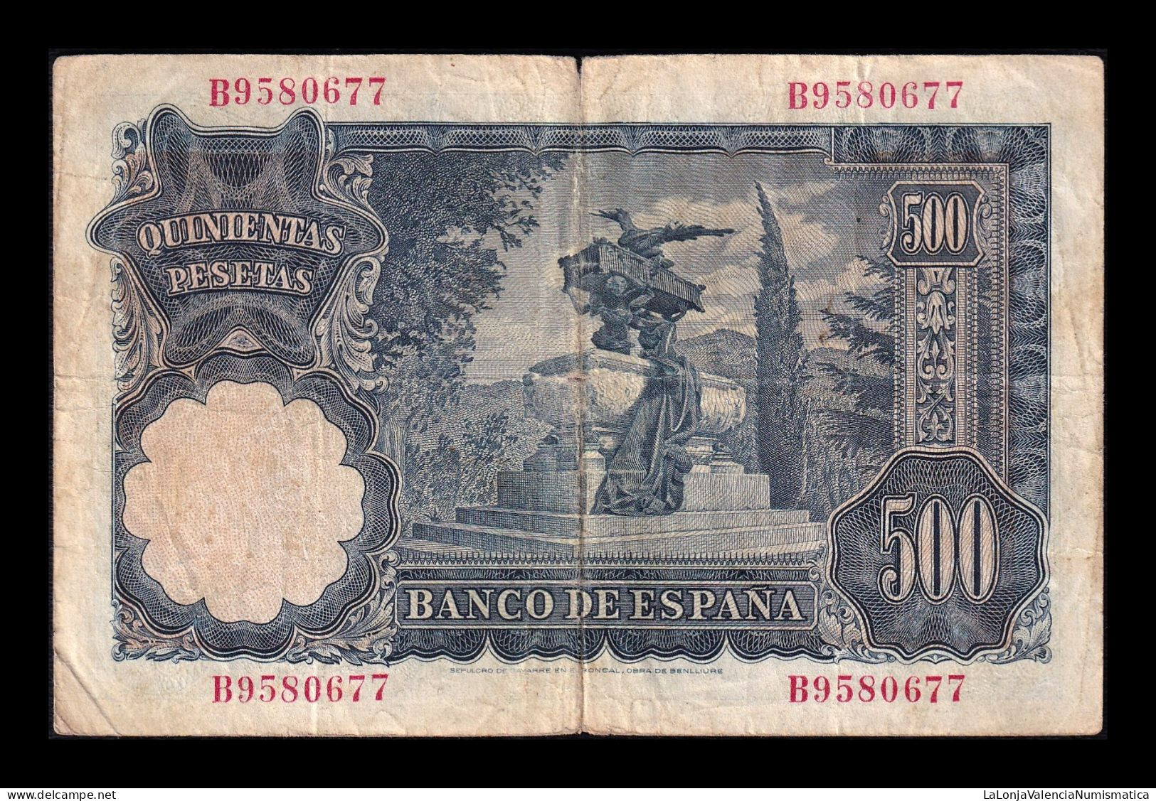 España Spain 500 Pesetas Mariano Benlliure 1951 Pick 142 Serie B Bc/+ F/+ - 500 Pesetas