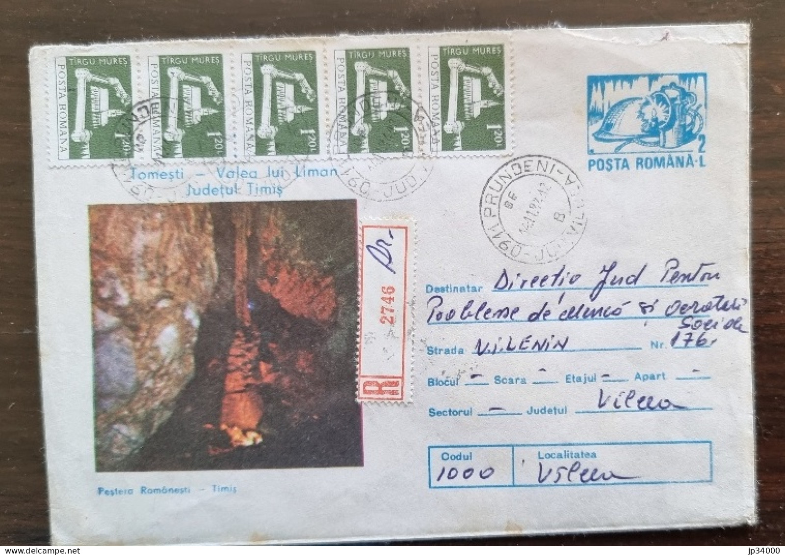 ROUMANIE Grotte, Grottes, Caves, Cueva. Entier Postal émis En 1984 Et Ayant Circulé (10) Lettre Enregistrée - Autres & Non Classés