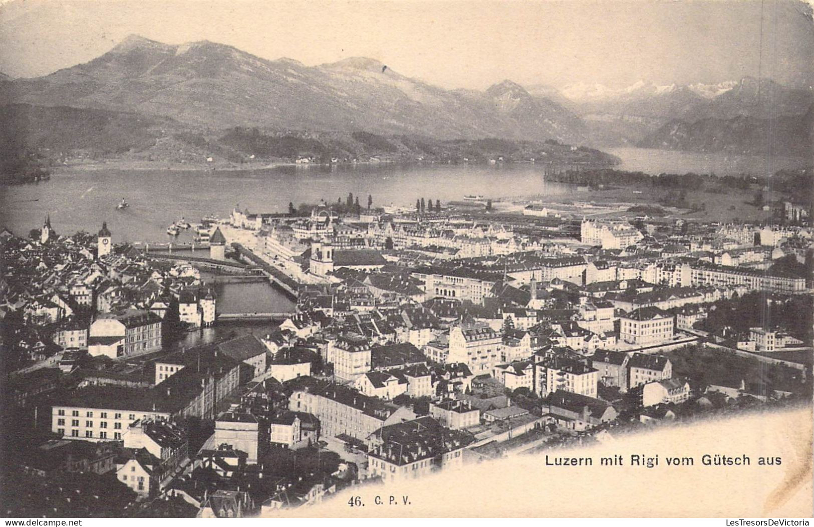 SUISSE - Luzern Mit Rigi Vom Gutsch Auss - Carte Postale Ancienne - Luzern
