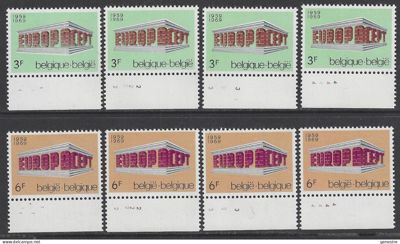 Belgique - 1969 - COB 1489 à 1490 ** (MNH) - Planches 1 à 4, Série Complète - 1961-1970
