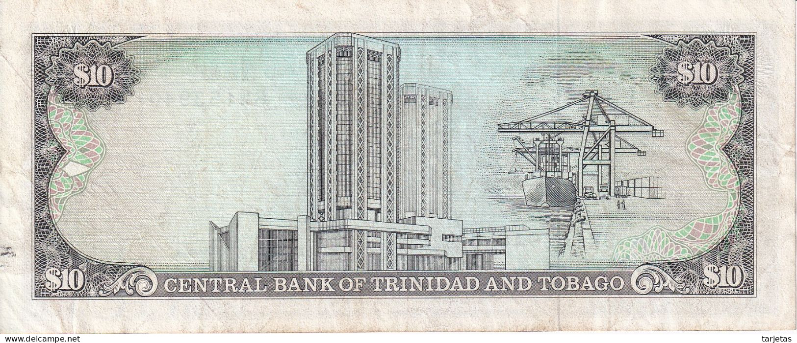 BILLETE DE TRINIDAD Y TOBAGO DE 10 DOLLARS DEL AÑO 1985 (BANKNOTE) BIRD-PAJARO - Trinité & Tobago