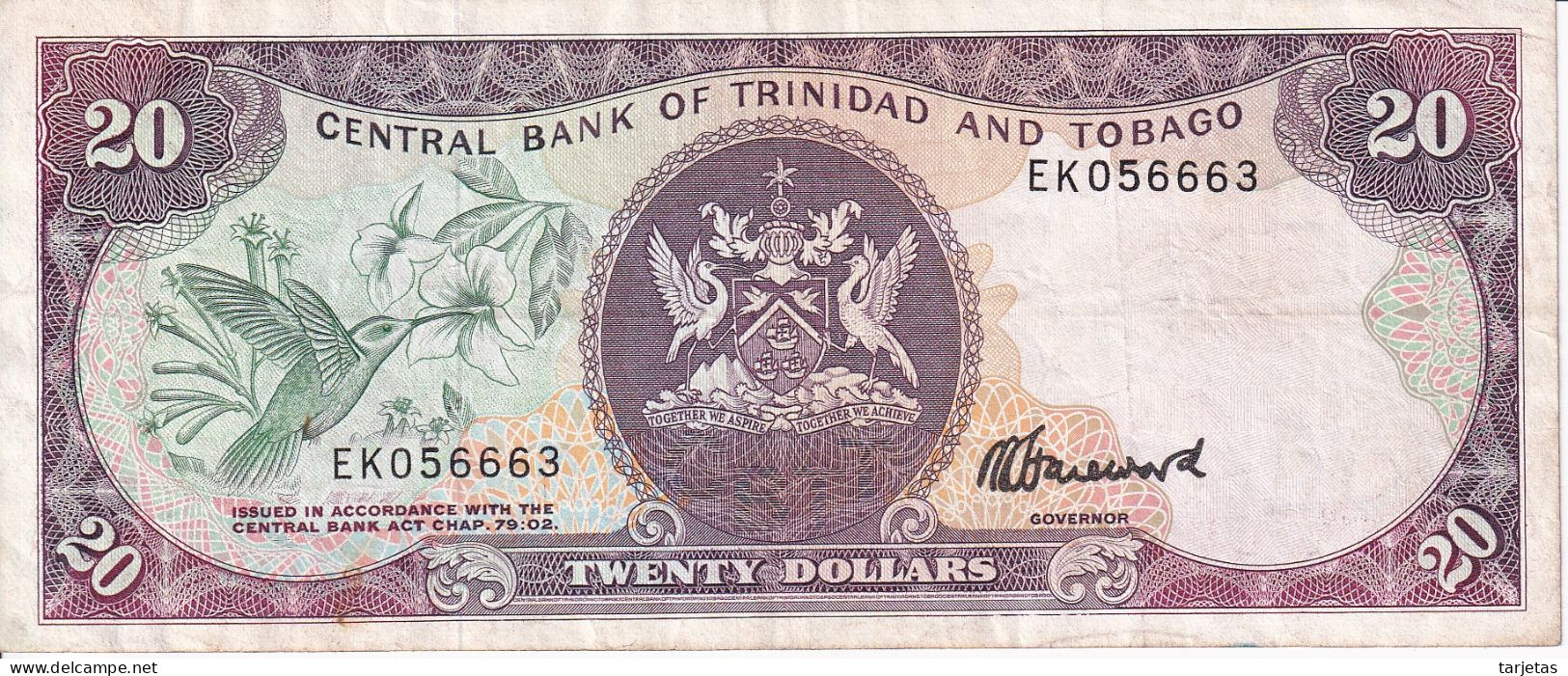 BILLETE DE TRINIDAD Y TOBAGO DE 20 DOLLARS DEL AÑO 1985 (BANKNOTE) BIRD-PAJARO - Trinidad Y Tobago