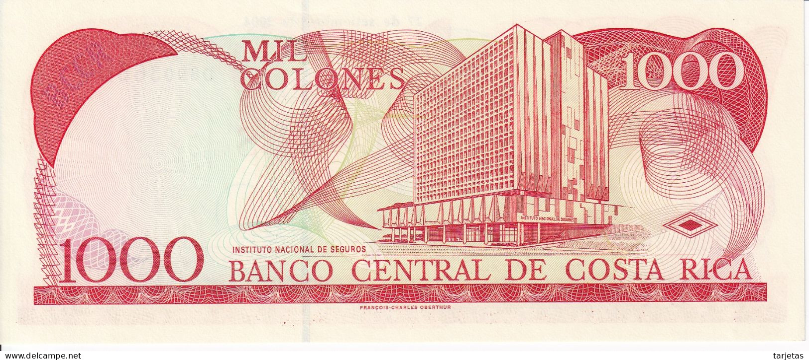 BILLETE DE COSTA RICA DE 1000 COLONES AÑO 2004 SERIE D SIN CIRCULAR (UNC)  (BANKNOTE) - Costa Rica