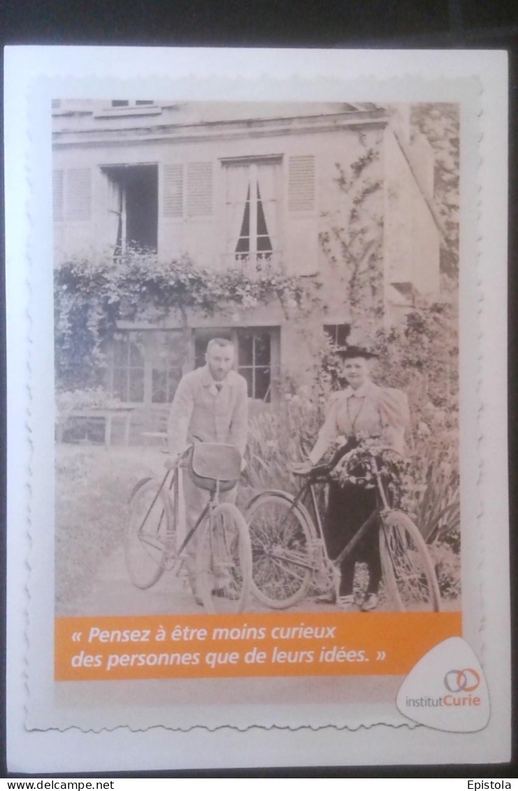 ►   Pierre Et Marie CURIE à Vélo  -  Carte Expo Musée - Prix Nobel