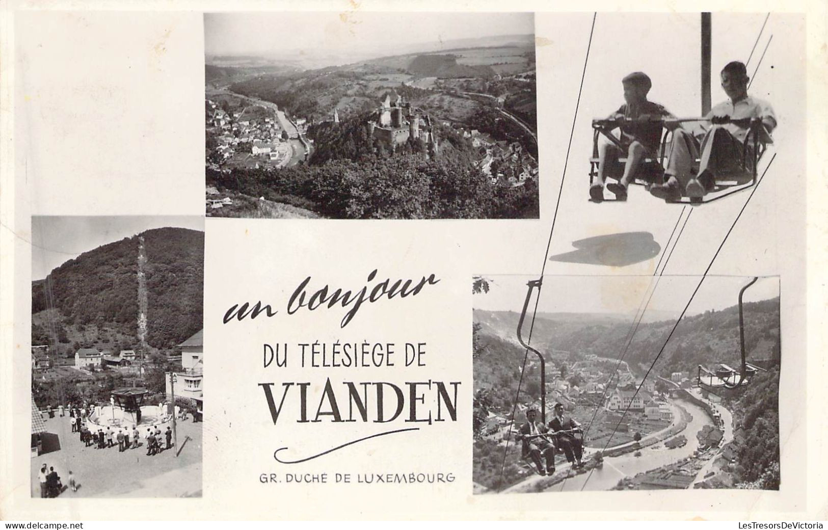 LUXEMBOURG - Un Bonjour Du Télésiège De VIANDEN - Carte Postale Ancienne - Autres & Non Classés