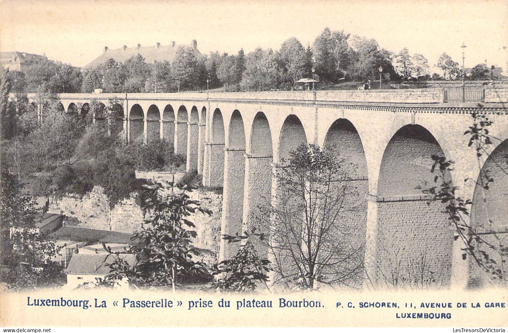 LUXEMBOURG - La Passerelle Prise Du Plateau Bourbon -  Carte Postale Ancienne - Autres & Non Classés