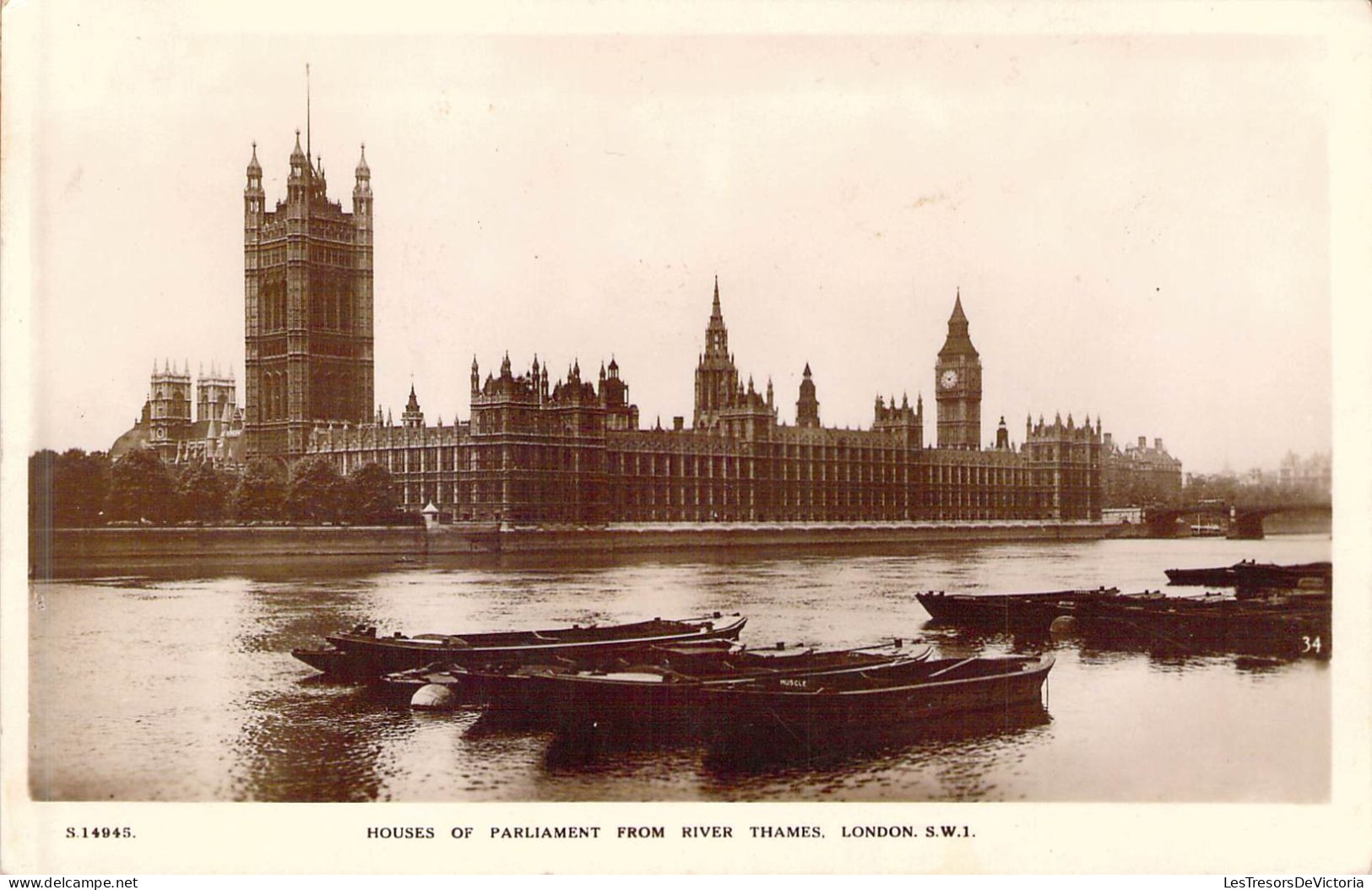 LONDON - Houses Of Parliament From River Thames  - Carte Postale Ancienne - Sonstige & Ohne Zuordnung