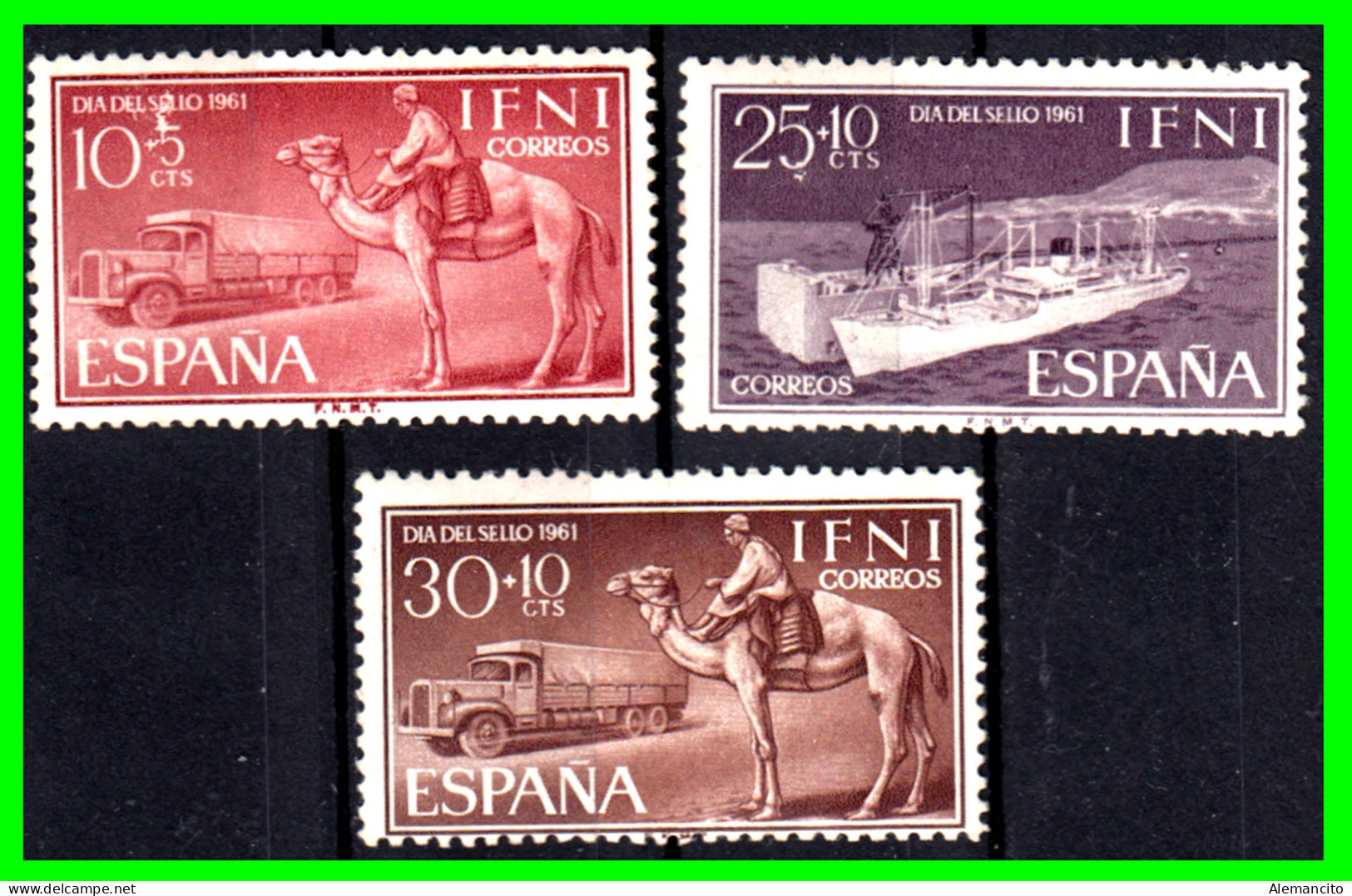 ESPAÑA COLONIAS ESPAÑOLAS ( IFNI ESPAÑOL AFRICA ) 3  SELLOS DEL AÑO 1958 DIA DEL SELLO - NUEVOS - - Ifni