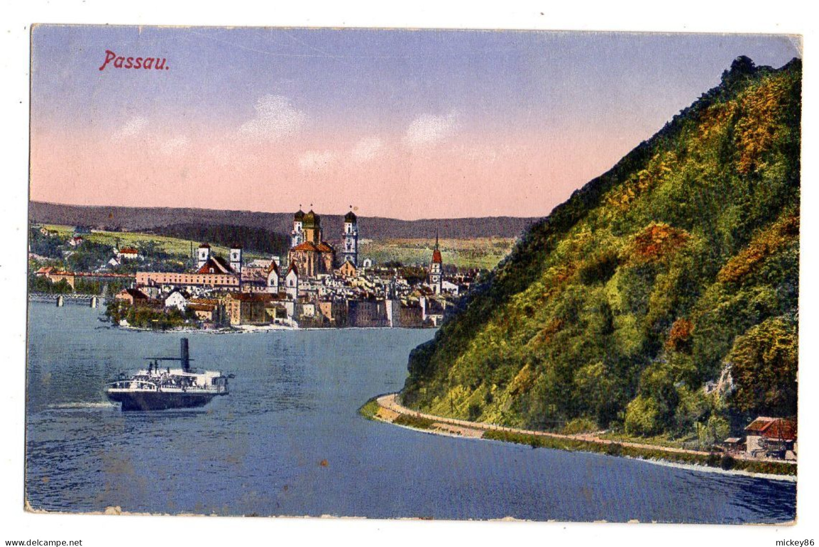 Allemagne --PASSAU -1920 -- Vue Générale Colorisée ....timbre..... Cachet - Passau