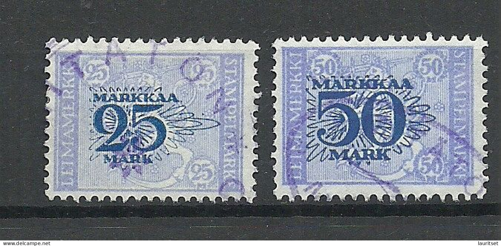 FINLAND FINNLAND Stempelmarken Documentary Tax Taxe 25 & 50 Mk. O - Revenue Stamps