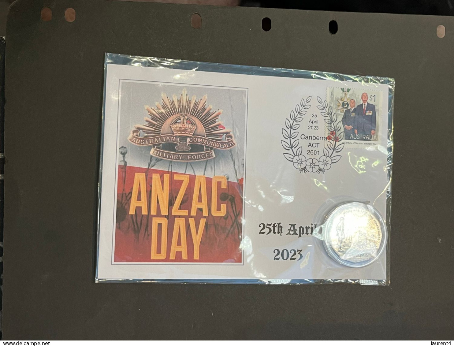 (1 Q 44) ANZAC Day 2023 Cover + 50cents Coin End Of WW II (military) - 50 Cents