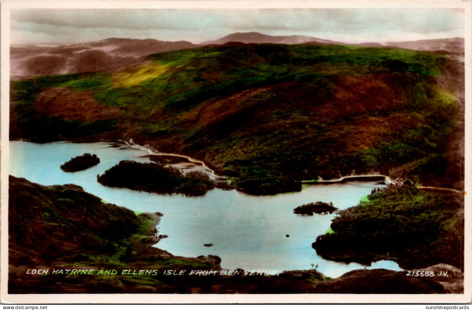 Scotland Loch Katrine Ellens Isle From Ben Venue Real Photograph - Perthshire