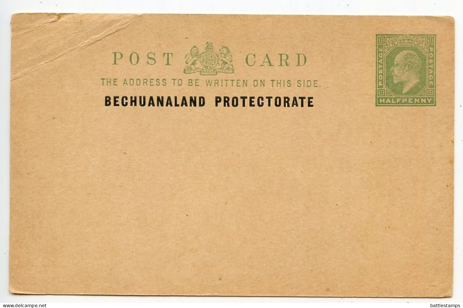 Bechuanaland Protectorate 1900's Mint 1/2p. King Edward VII Postal Card - 1885-1964 Herrschaft Von Bechuanaland