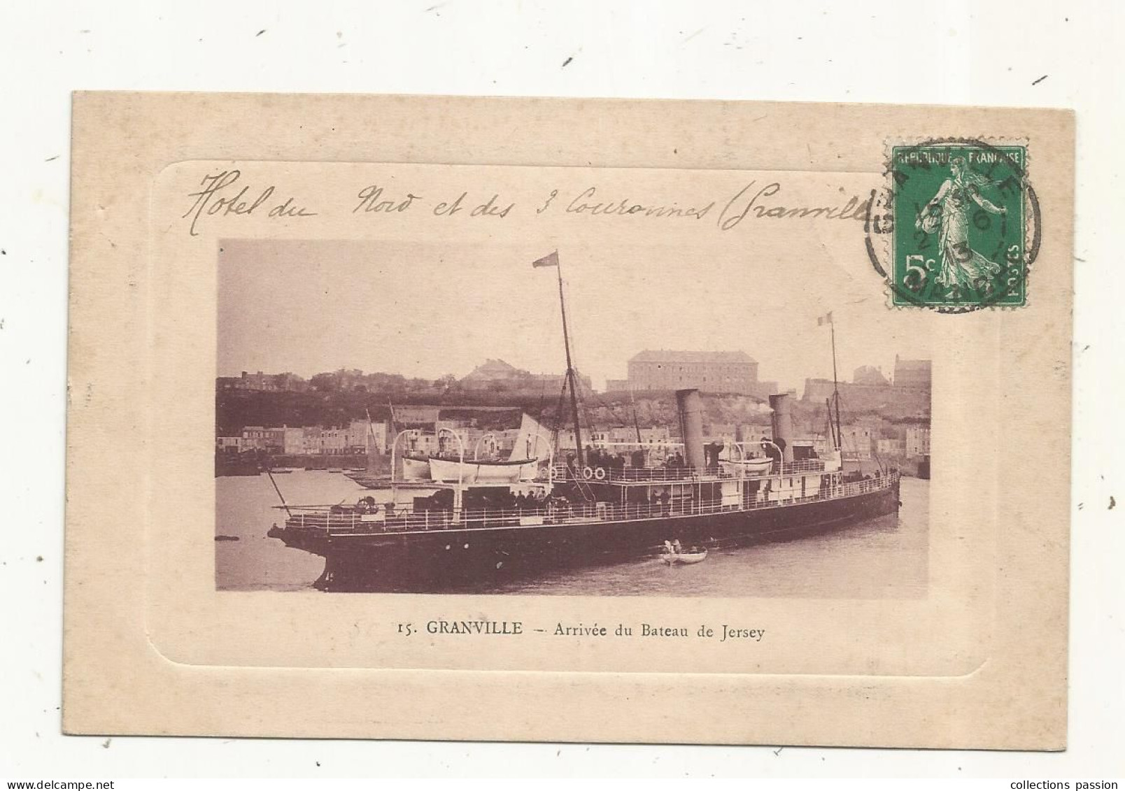 Cp, Bateau , Ferry , Arrivée Du Bateau De JERSEY,  50 , GRANVILLE ,  Voyagée 1913 - Ferries