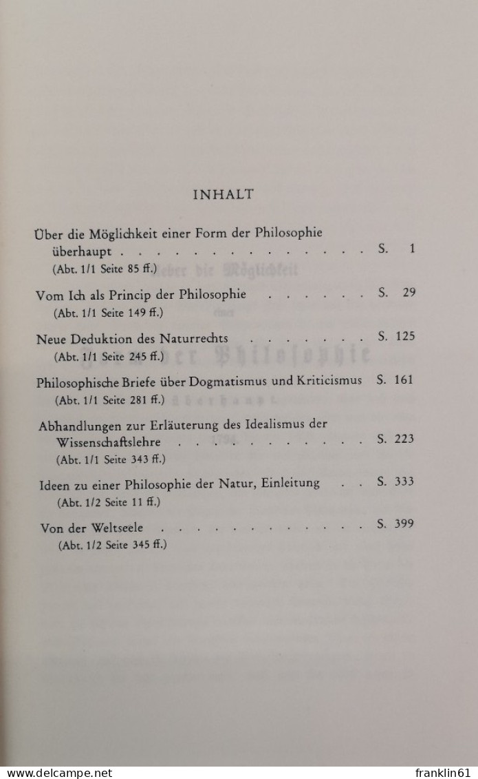 Schriften Von 1794 - 1798. - Philosophie