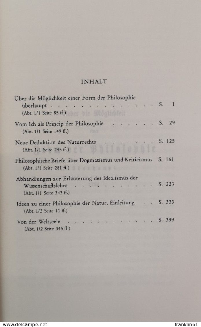 Schriften Von 1794 - 1798. - Philosophy