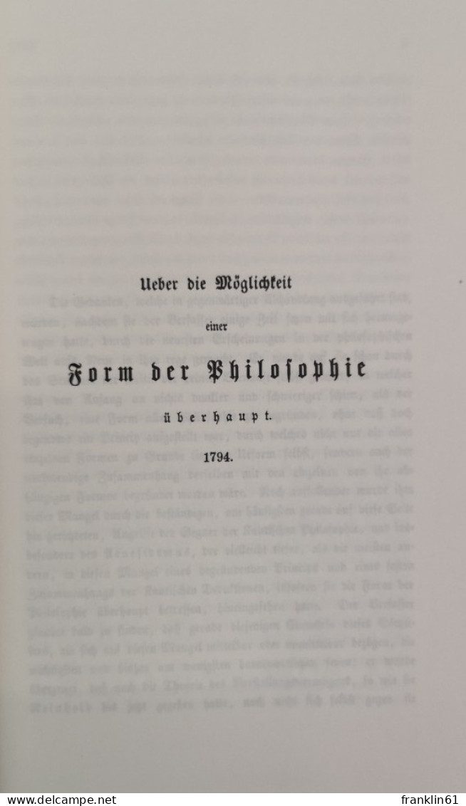 Schriften Von 1794 - 1798. - Filosofie