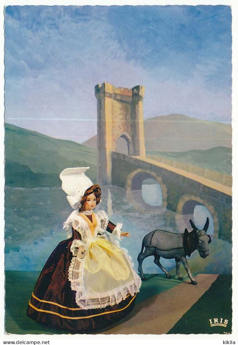 CPSM Dentelée 10.5 X 15 Les Provinces Françaises En POITOU  Poupée Création Théojac  âne Pont - Poitou-Charentes