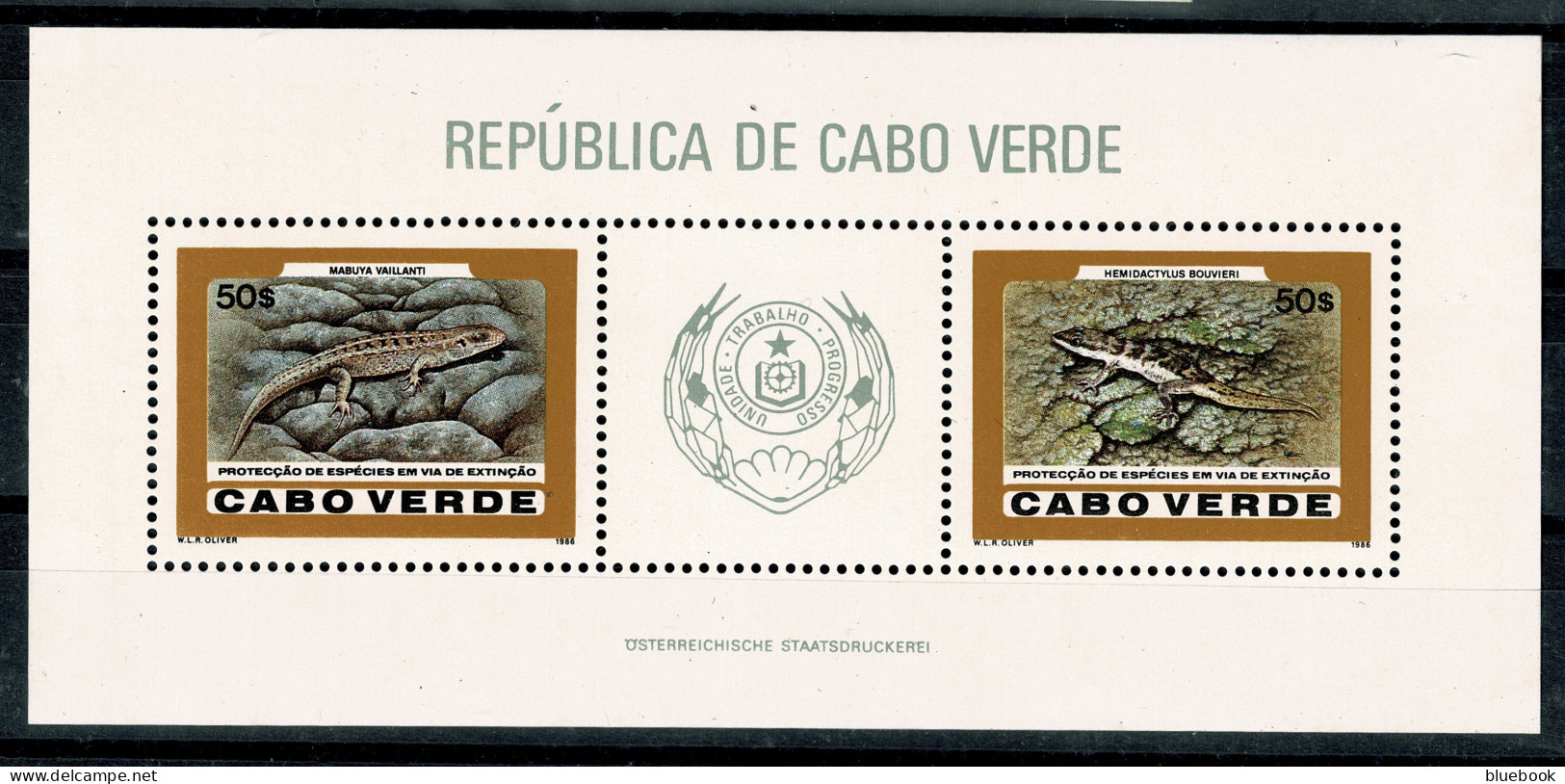 Ref 1607 -  Portugal Cape Verde - 1980 Reptiles Miniature Sheet MNH Stamps SG MS570 - Cape Verde