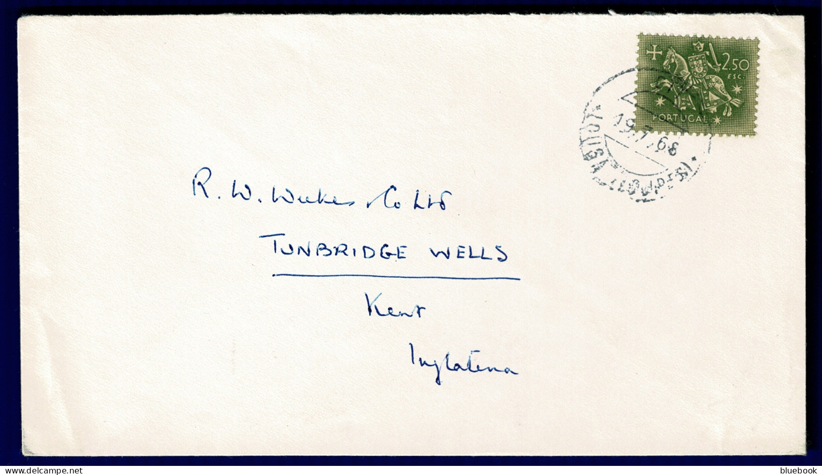 Ref 1607 -  1968 Portugal Cover - Medieval Knights Single Franking 2$50 Rate Kent UK - Covers & Documents