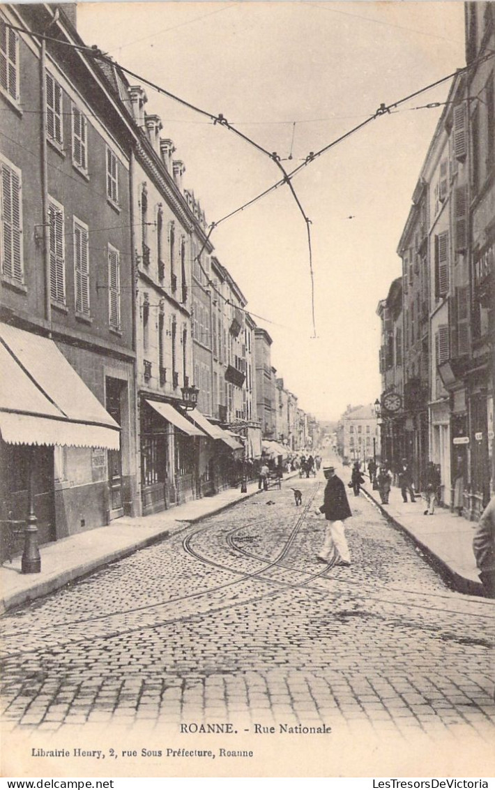 FRANCE - 42 -  ROANNE - Rue Nationale - Carte Postale Ancienne - Roanne