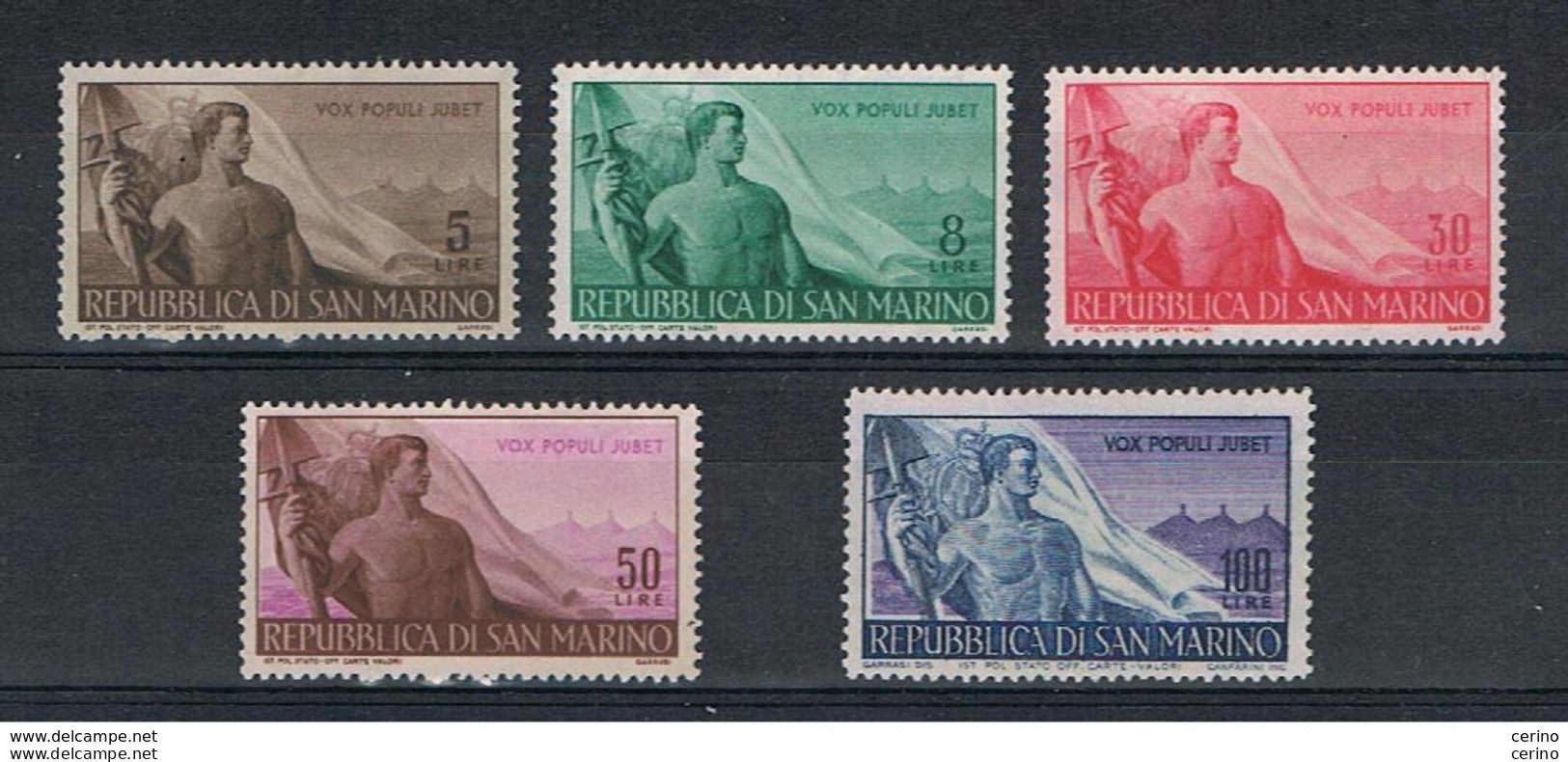 SAN  MARINO:  1948  LAVORO  -  S. CPL. 5  VAL. S.G. -  SASS. 336/40 - Used Stamps