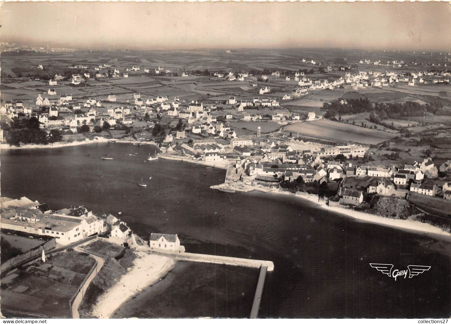 29-AUDIERNE- VUE SUR POULGOAZEC ET ENTREE DU PORT VUE DU CIEL - Audierne