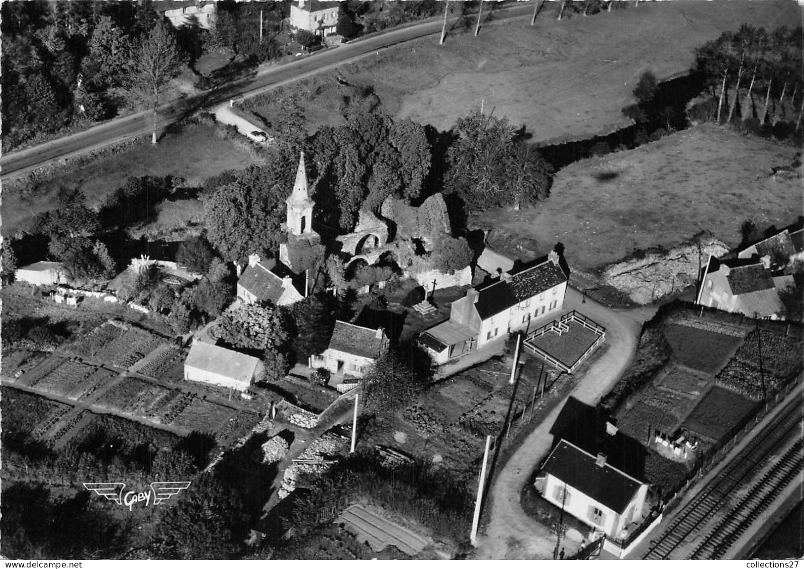 29-PONT-CHRIST- ENTRE LANDIVISIAU ET LANDERNAU LES RUINES EN BORDURE DE L'ELORN ET ROUTE NATIONALE 12 VUE DU CIEL - Other & Unclassified