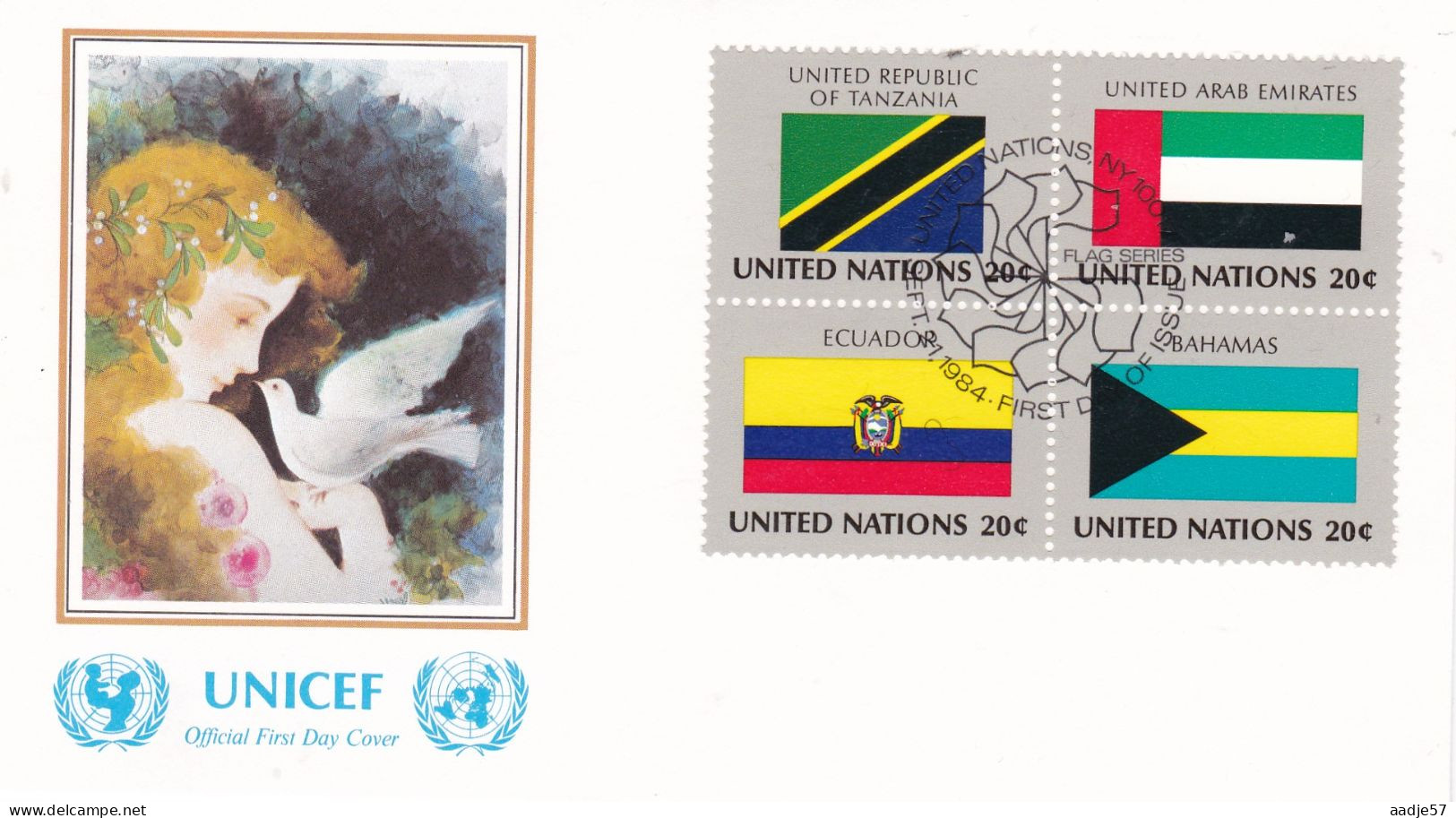 United Nations  1984  On Cover Flag Of The Nations Tanzania UAE Ecuador Bahamas - Covers