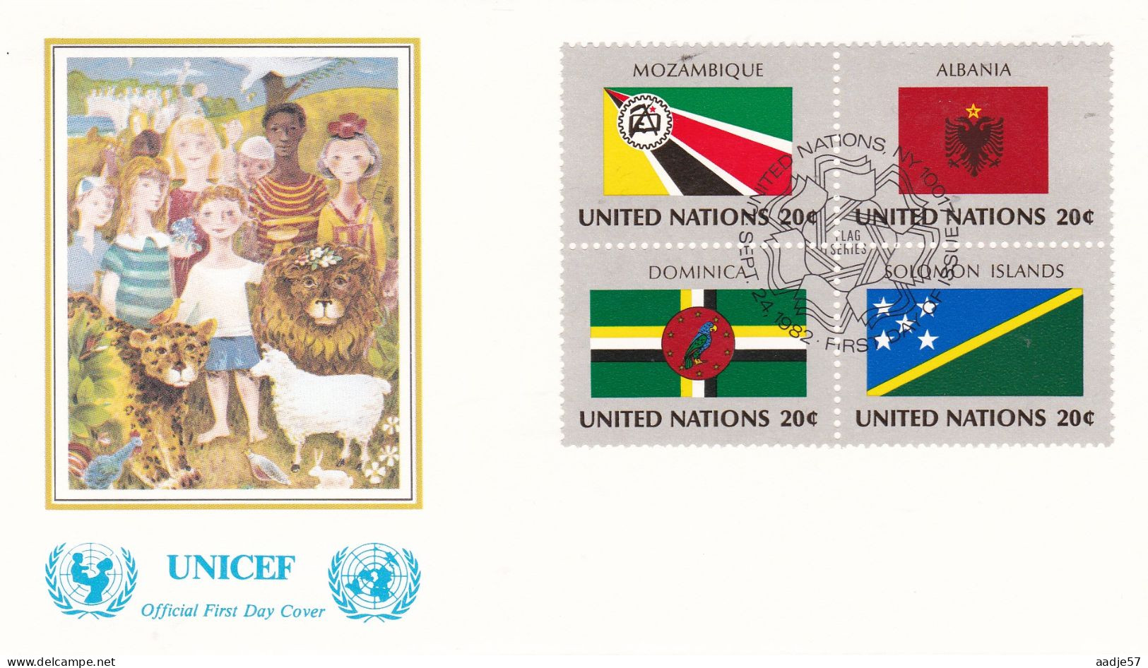 United Nations  1984  On Cover Flag Of The Nations Mozambique; Albania; Dominica; Solomon Islands - Covers