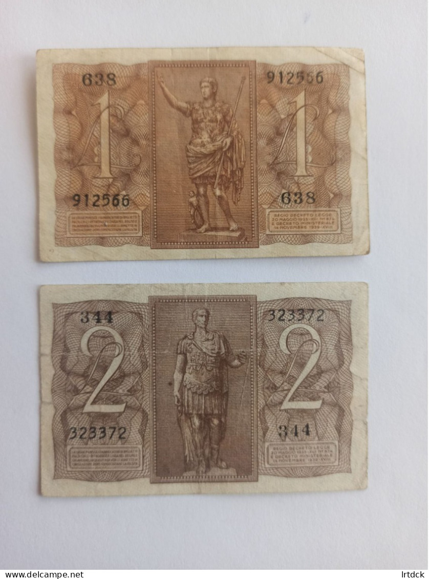 2 Billets Italie 1939 - Collezioni