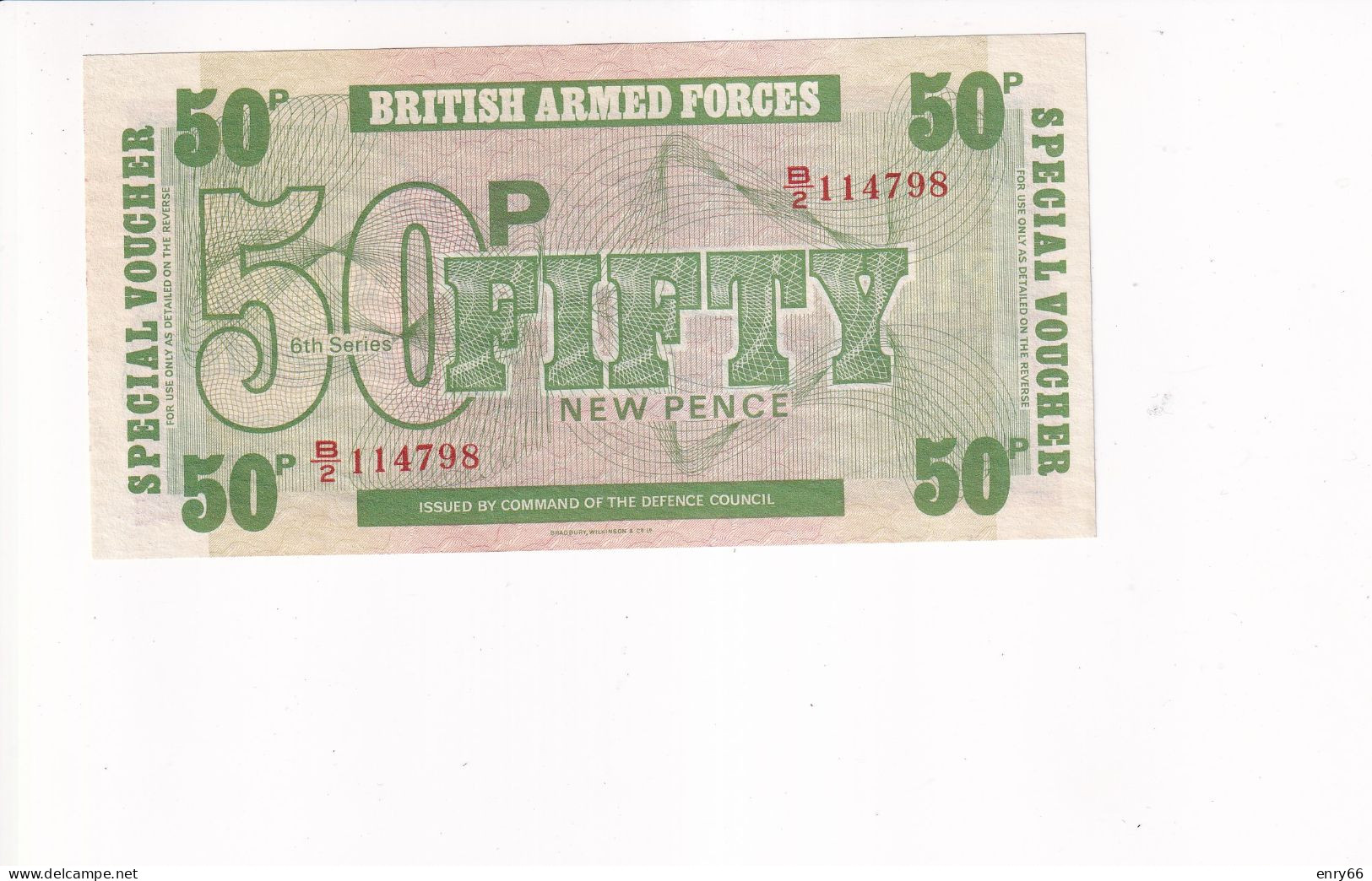 GRAN BRETAGNA 50 PENCE UNC - British Armed Forces & Special Vouchers