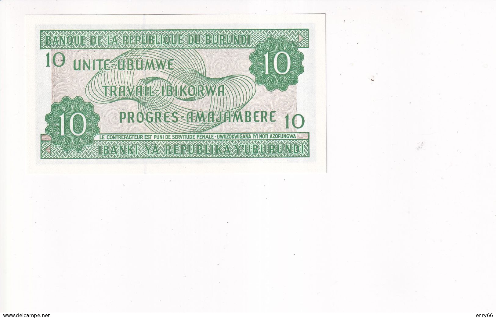 BURUNDI 10 FRANCS 2005 P33E UNC - Burundi
