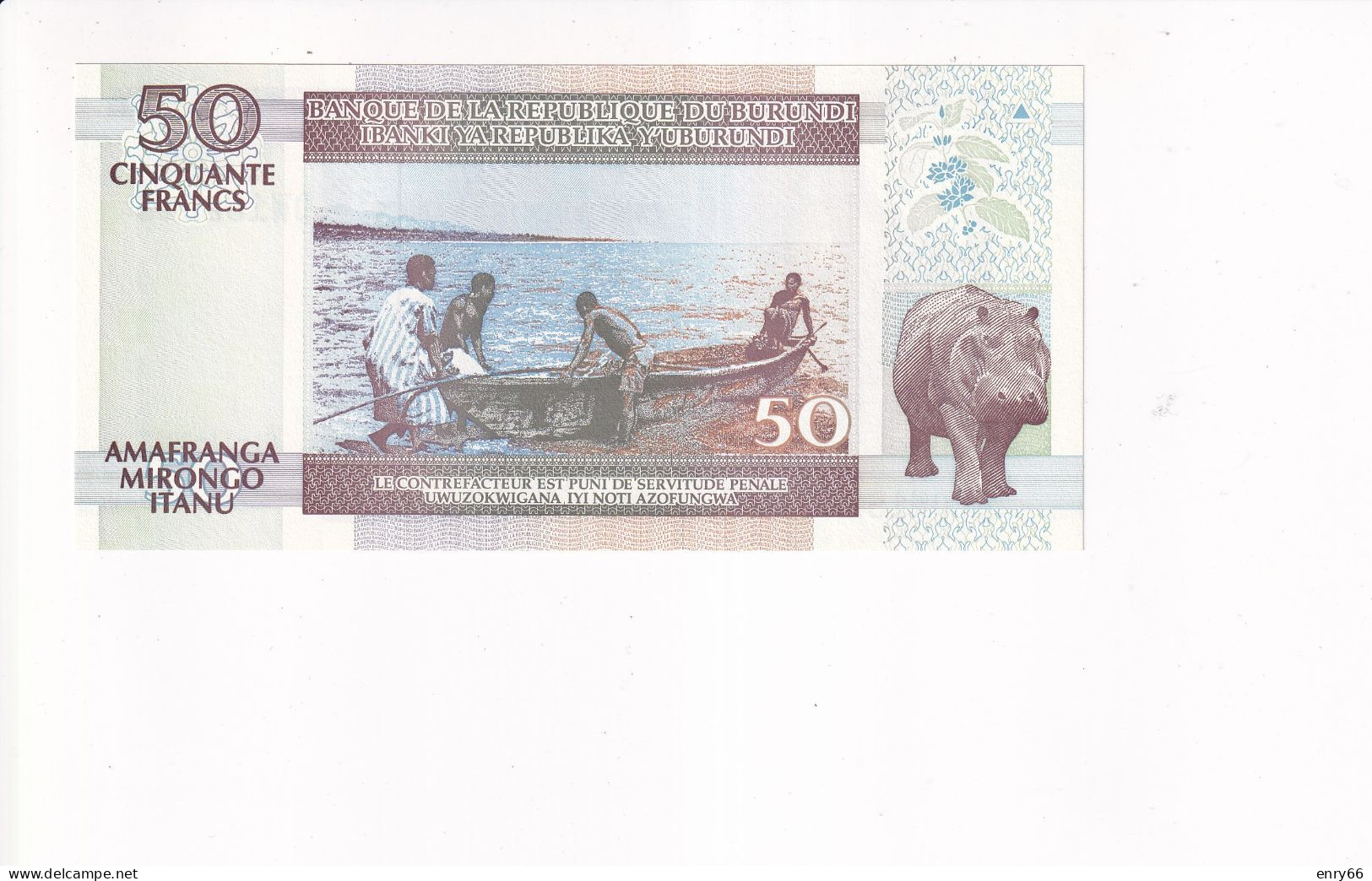 BURUNDI 50 FRANCS 2007 P36G UNC - Burundi