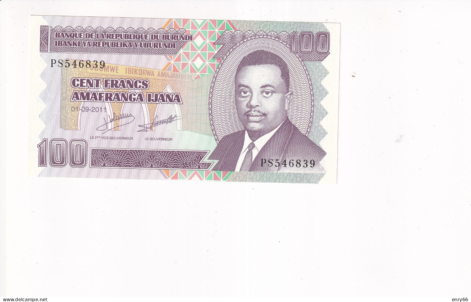 BURUNDI 100 FRANCS 2011 P34 UNC - Burundi