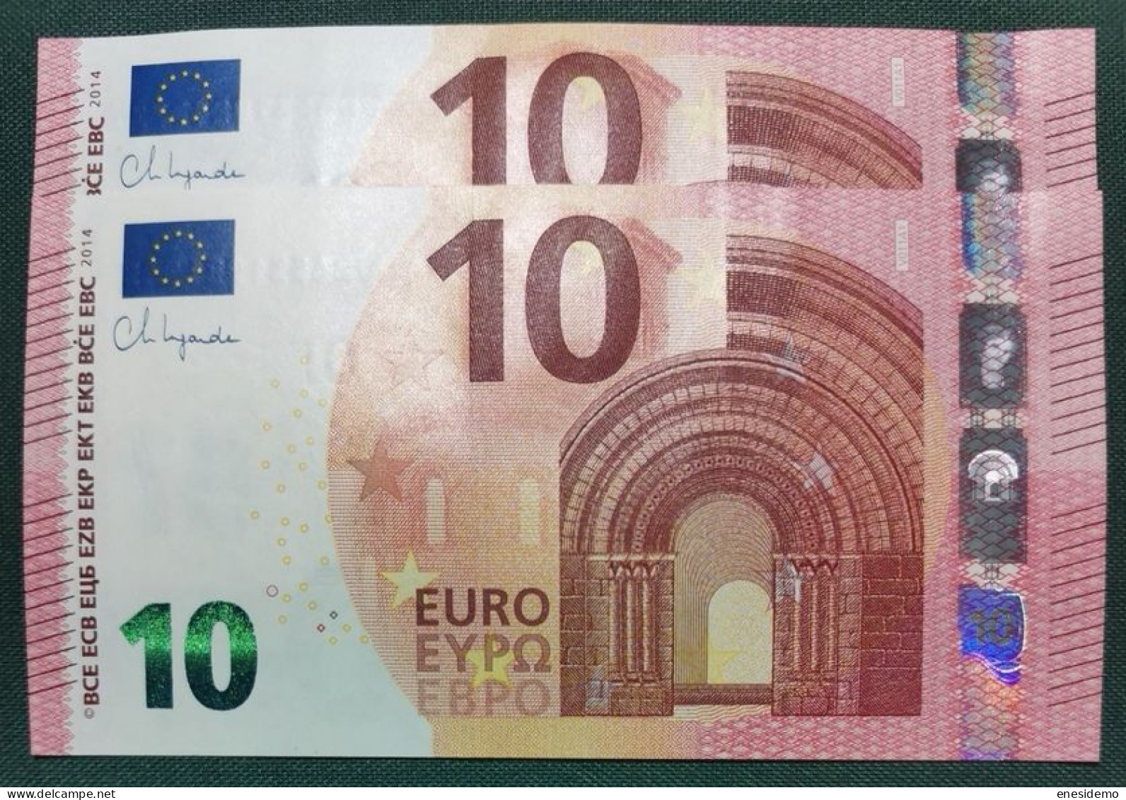 10 EURO SPAIN 2014 LAGARDE V011A1 VB CORRELATIVE COUPLE SC FDS UNCIRCULATED  PERFECT - 10 Euro