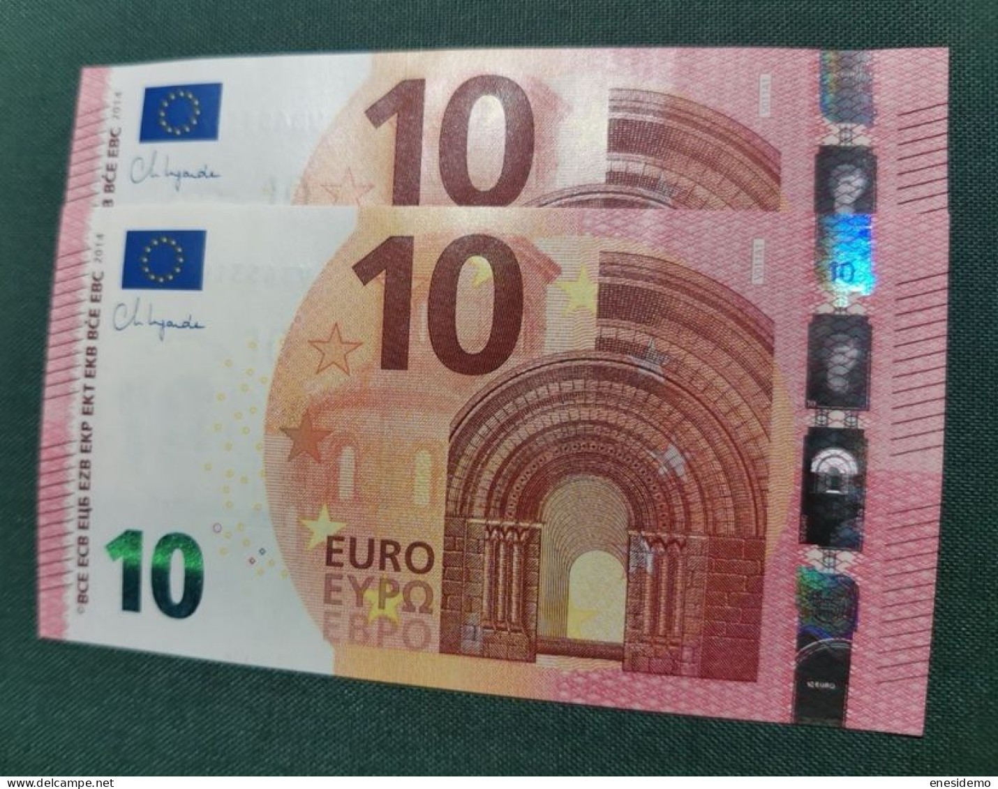 10 EURO SPAIN 2014 LAGARDE V011A1 VB CORRELATIVE COUPLE SC FDS UNCIRCULATED  PERFECT - 10 Euro