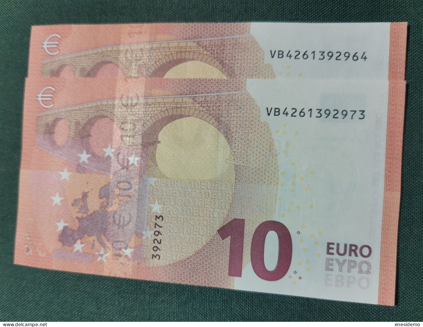 10 EURO SPAIN 2014 LAGARDE V011A1 VB CORRELATIVE COUPLE SC FDS UNCIRCULATED  PERFECT