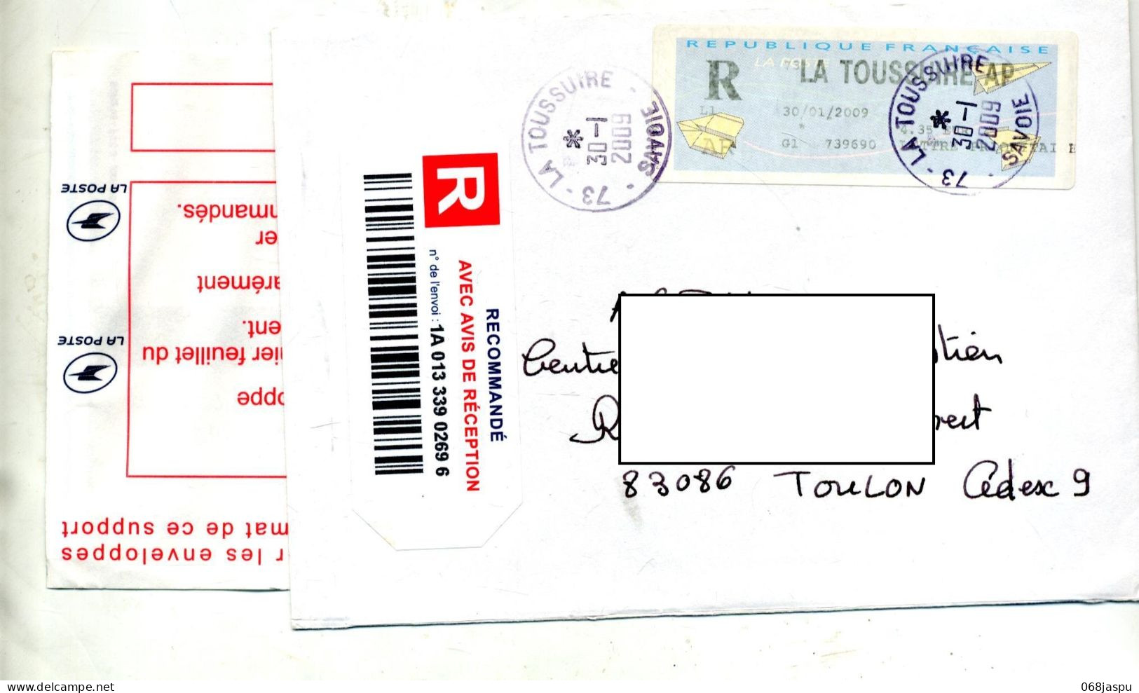 Lettre Recommandee Vignett Bureau Cachet La Toussuire - 2000 Type « Avions En Papier »