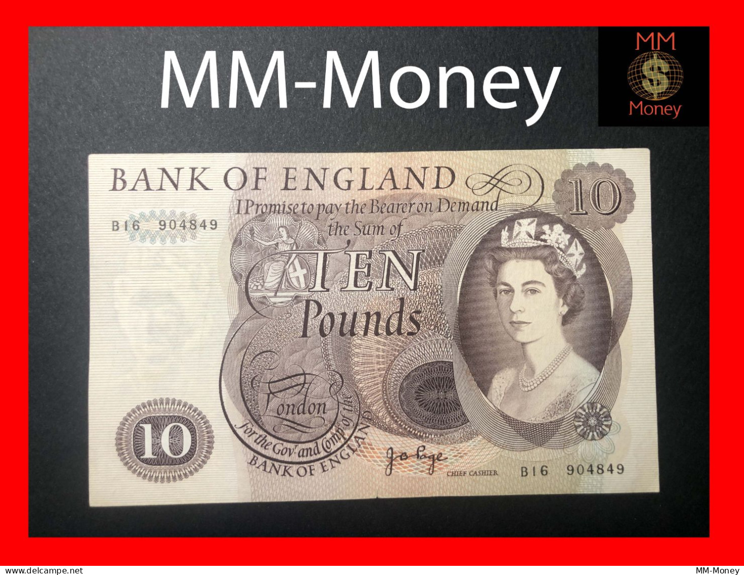 United Kingdom - England - Great Britain  10 £  1975  P. 376   Little Cut  "sig. G.B. Page"    XF - 10 Pounds
