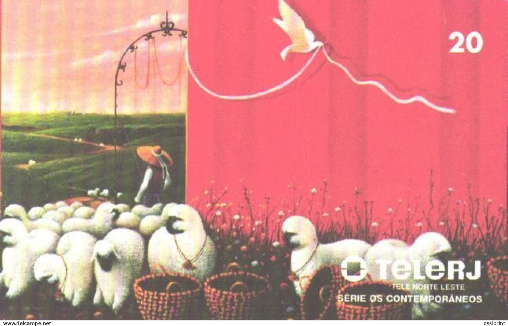 Brazil:Brasil:Used Phonecard, TeleRJ, 20 Units, Bird, Sheeps, 1999 - Brasilien