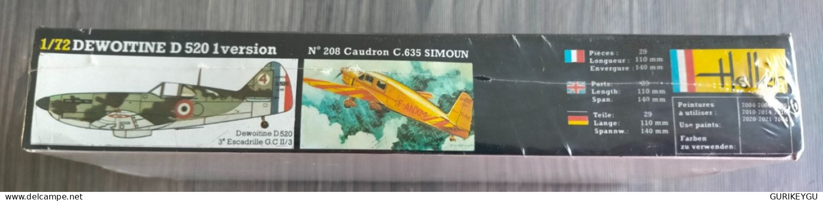 Maquette AVION 1/72 DEWOITINE D520 Heller FRANCE N° 212 Ancienne EO NEUF Boite Fermée D'origine Sous Blister Années 70 - Aviazione