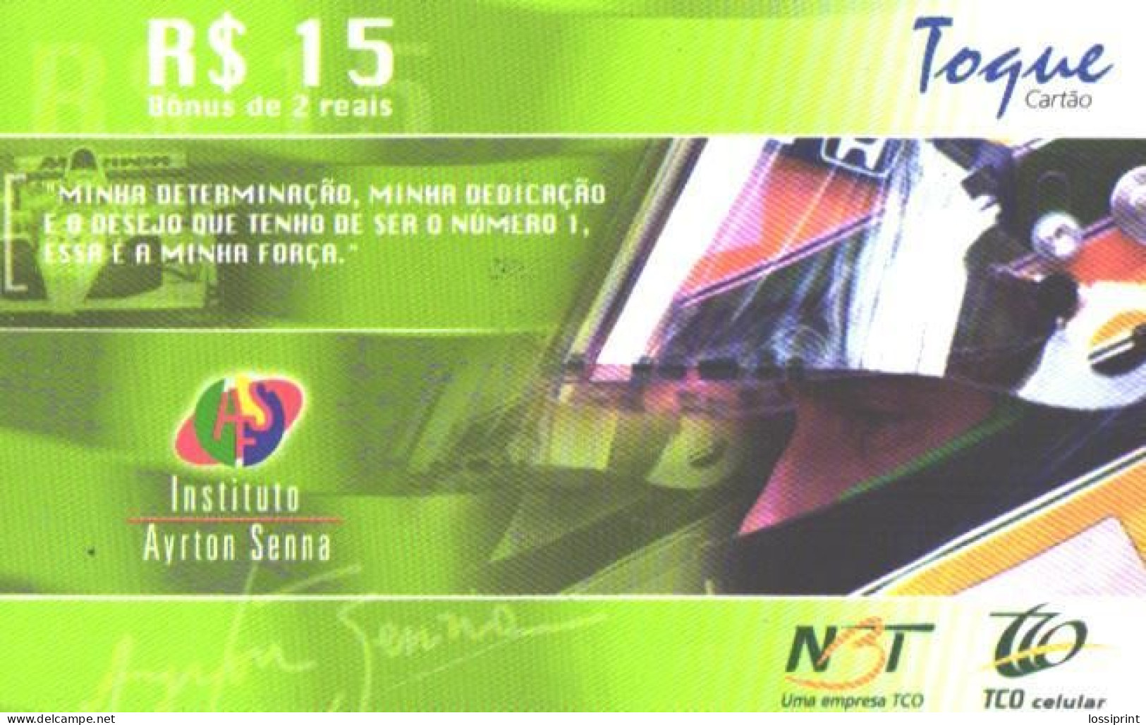 Brazil:Brasil:Used Phonecard, Togue Cartau, 15R$, Ayrton Senna Institute, 2003 - Brasilien