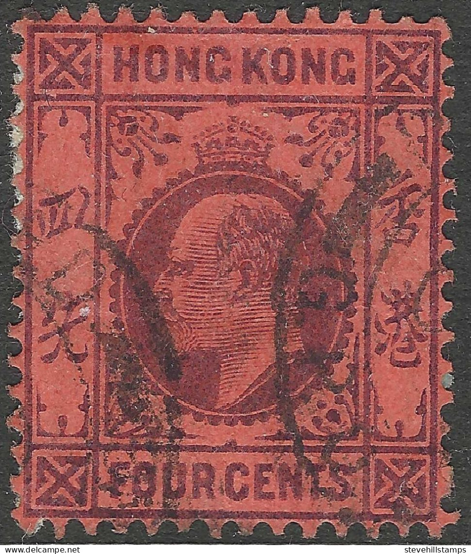 Hong Kong. 1904-6 KEVII. 4c Used. Mult Crown CA W/M SG 78 - Usados