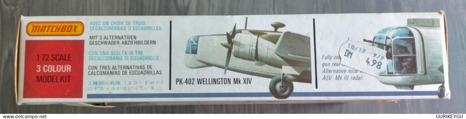 Maquette AVION 1/72 MATCHBOX WELLINGTON Mk.X édition Originale De 1975 Boite Bien 100% Complète 3 Choix De Décalcomanies - Aviazione