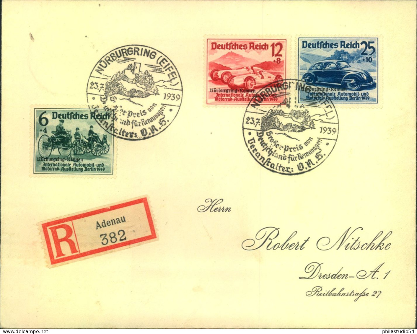 1939, Nürburgring Rennen Komplett Auf Satzbrief - Storia Postale