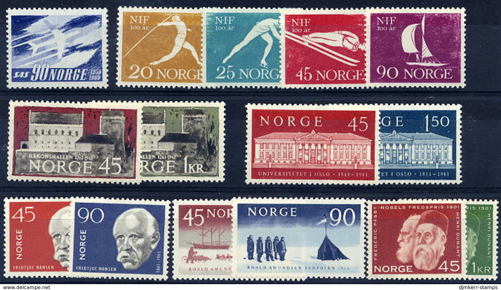 NORWAY 1961 Complete Year Issues MNH / **.  Michel 451-65 - Ganze Jahrgänge