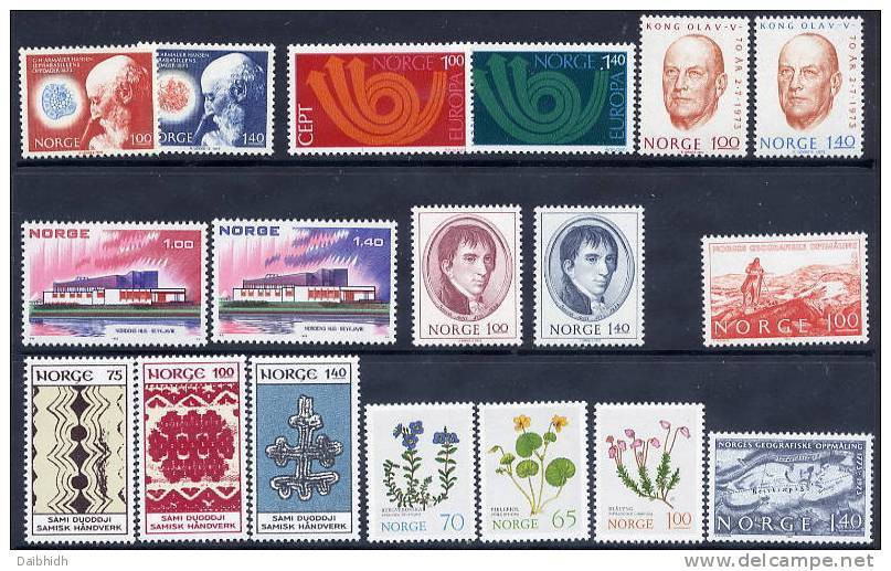 NORWAY 1973 Complete Commemorative Issues MNH / **.  Michel 658-75 - Ganze Jahrgänge